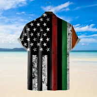 Машки Кошули 4 јули Ден На Независноста Мода Лето Обични Плажа Знаме Печатени Кратки Ракави Врвот Блуза Маица Блузи