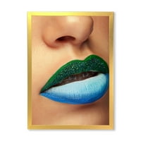 DesignArt „Затвори жени усни со мода со шминка и модерни врамени уметнички принт на загради“