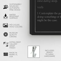 Студио Винвуд Студио Типографија и Цитати Wallидни уметности платно печати „Сонот типографија Сребрена“ мотивациони цитати и изреки - сива, црна боја