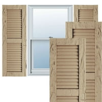 Ekena Millwork 12 W 56 H Rustic Two Two Equal Louver Hand Hewn Fau Wood Sulters, Prided Tan