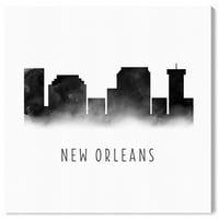 Пистата Авенија Градови и Skylines wallидни уметности платно печати „Newу Орлеанс Акварел“ градови во САД - црна, бела боја