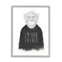 Tuphell Industries Монохром Јас сум вашиот татко мајмун, облечен во кошула, врамена wallидна уметност, 30), дизајн од Балазс