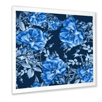 DesignArt 'Апстрактна сина дива цвеќиња' модерни врамени уметнички печати