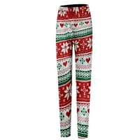 Ханас панталони жени мода Божиќ Дедо Мраз снежни луѓе печати обични панталони црвени S