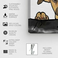 Авенија на пистата животни wallидни уметности платно отпечатоци „кучиња зад софа“ и кученца - кафеава, црна боја