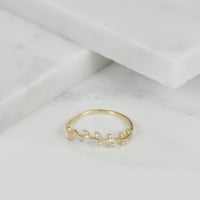 Marisol & Poppy Leaf CZ Band Ring во злато над сребро за жени, тинејџер