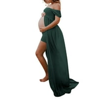 Омитај Жени Мајчинство Надвор Од Рамо Макси Фустан Фотографија Фотографија Долг Гоу
