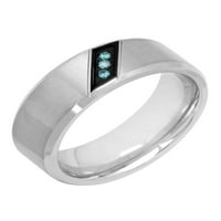 Менс сина дијамант акцент не'рѓосувачки челик удобност одговара на свадбениот бенд - машка прстен