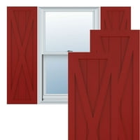 Ekena Millwork 18 W 30 H TRUE FIT PVC SINE X-BOARDER FERMONE FIXED MONTING SULTTERS, FIRE RED