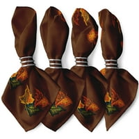 Едноставно Дејзи 18 18 кафеави есенски бои салфетки, сет од 4