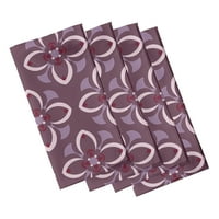 Едноставно Дејзи 18 18 Виолетова геометриска цветна шема салфетки, сет од 4