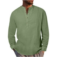 Кошули со долги ракави за дозвола за мажи, мажите случајно копче со долг ракав кардиганска кошула блуза ја врви зелена