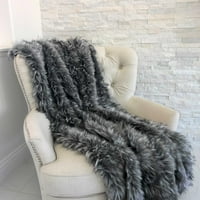 Fau Fur Grey Luxury Throw 108in 90in