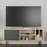 Мебел за декорирање на домашна АДА за телевизори до 53 Ниво даб антрацит Арвен модерен ТВ штанд со врати