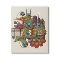 Студел индустрии Нешвил Музички град Сити Птица детални цветни обрасци Графичка уметничка галерија завиткана платно печатена