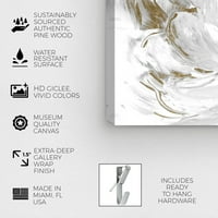 Студио Винвуд Студио Апстрактна wallидна уметност платно ги отпечати „Камелија утро“ цвеќиња - бело, злато