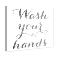 Винвуд студио типографија и цитати wallидни уметности платно печати 'измијте ги рацете сребрени метални' цитати и изреки - сива, бела