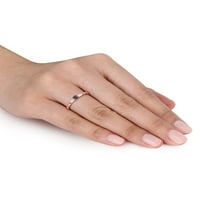 Карат Т.В. Црно -бел дијамант 10kt розово злато ветување прстен