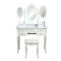 Преклопни огледала за облекување маса накит за козметика фиоки за складирање спална соба шминка столица сет