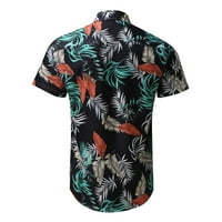 Машки Кошули Пролет Лето Обична Хавајска Плажа Тропско Копче Печатена Блуза Со Кратки Ракави