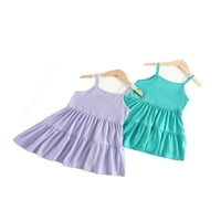 Обични Обични Ками Разнобојни Фустани За Мали Девојчиња Без Ракави