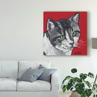 Трговска марка ликовна уметност „Мачка Таби на црвена“ платно уметност од студиото Хипи Хунд