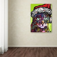 Трговска марка ликовна уметност животни платно уметност „будно мачко Божиќно издание“ од Дин РСО