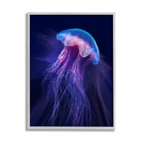 Ступел Индустрии Живописни Виолетови Медузи Пливање Океански Морски Живот Врамена Ѕидна Уметност, 14, Дизајн Од Стив Хунзикер