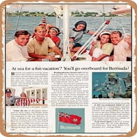 Метален Знак - На Море За Забавен Одмор ќе Претерате за Бермудска Гроздобер Реклама-Гроздобер ' Рѓосан Изглед