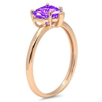 1цт срце сече виолетова природен аметист 14к розово злато годишнина ангажман прстен големина 5.75