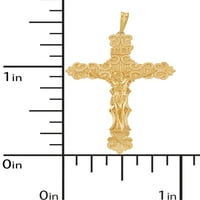 Брилијантност фино накит 10к жолто злато полиран крст на крст