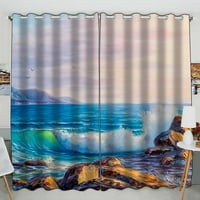 Утро на Морски бран Сликарство Во Масло Практична топлинска изолација Засенчување Прозорец Завеса Големина 52 84