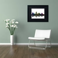 Трговска марка ликовна уметност Lansing Michigan Skyline II Canvas Art by Marlene Watson Black Mat, црна рамка