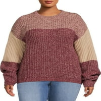 Влатна заптивка на јуниори плус големина во боја на џемпер од вратот