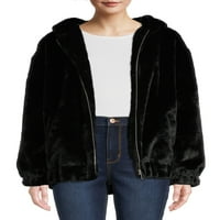 Марк Алан женски и женски плус големина FAU Fur Cur Hood-up-up јакна