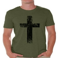 Непријатни Стилови Црна Крст Маица За Него Христијански Машки Кошули Христијански Крст Облека За Мажи Исус Христос Е Господ