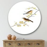 DesignArt „Мали птици кои седат на гранките на дрвото II“ Традиционална метална wallидна уметност - диск од 36