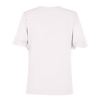 Гдфун Женска Еднобојна Тркалезна Маица Со Кратки ракави Со Тркалезен Врат Блузи Кошула маици кошули за жени