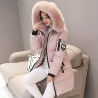 зимски палта за жени зимска дебела јакна јака патент џебен капут топла памучна качулка надворешна облека