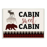 Cuple Industries Cabin слатка кабина зборови шумски животни црвена карирана честитка за графичка уметност нераспоменато уметничко