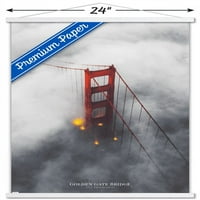 Сан Франциско - Магла Мост Ѕид Постер Со Дрвена Магнетна Рамка, 22.375 34