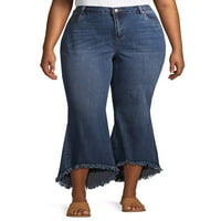 Alivia Ford Women's Women's Plus Size Crepped Flare High-Law Fray Hem Jean