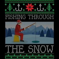 Божиќен Риболов На Мраз Преку Риболов На Снег Грди Божиќни Пот Жени Црна Хедер Графички Тркачки Резервоар Топ-Дизајн Од Луѓе