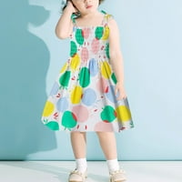 Бебе Девојка Фустани Трегери Лимон Печатење Плажа Скејт Фустан Мулти-боја 3Ј-4Ј