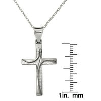 Примарна сребрена сребрена сребрена текстура, четкан и полиран приврзок од латински крст со ланец на кабел Форзантина