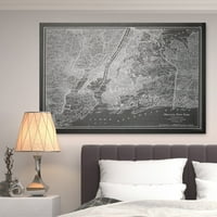 Вексфорд дом 'Cујорк скица мапа' графичка уметност печати на завиткано платно во сива боја