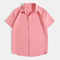 Ауфмер Клиренс Блузи За Мажи копче надолу Графички Маици Големи И Високи Обични Модни Копчиња За Јака со Кратки Ракави Блуза