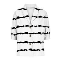 Памучни Ленени Кошули За Жени Обични Копчиња Надолу Кратки Ракави Блуза Со Ревер Врвови Летна Мода Лабави Маици Со Пруги