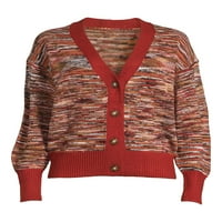 Janeејн Стрит женски џемпер за кардиган со врат со долги ракави, средна тежина, големини S-XXXL