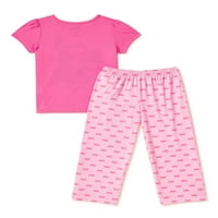 Маица и панталони за девојчиња од Дизни принцеза, сет со пижами од 2 парчиња, големини 4-10